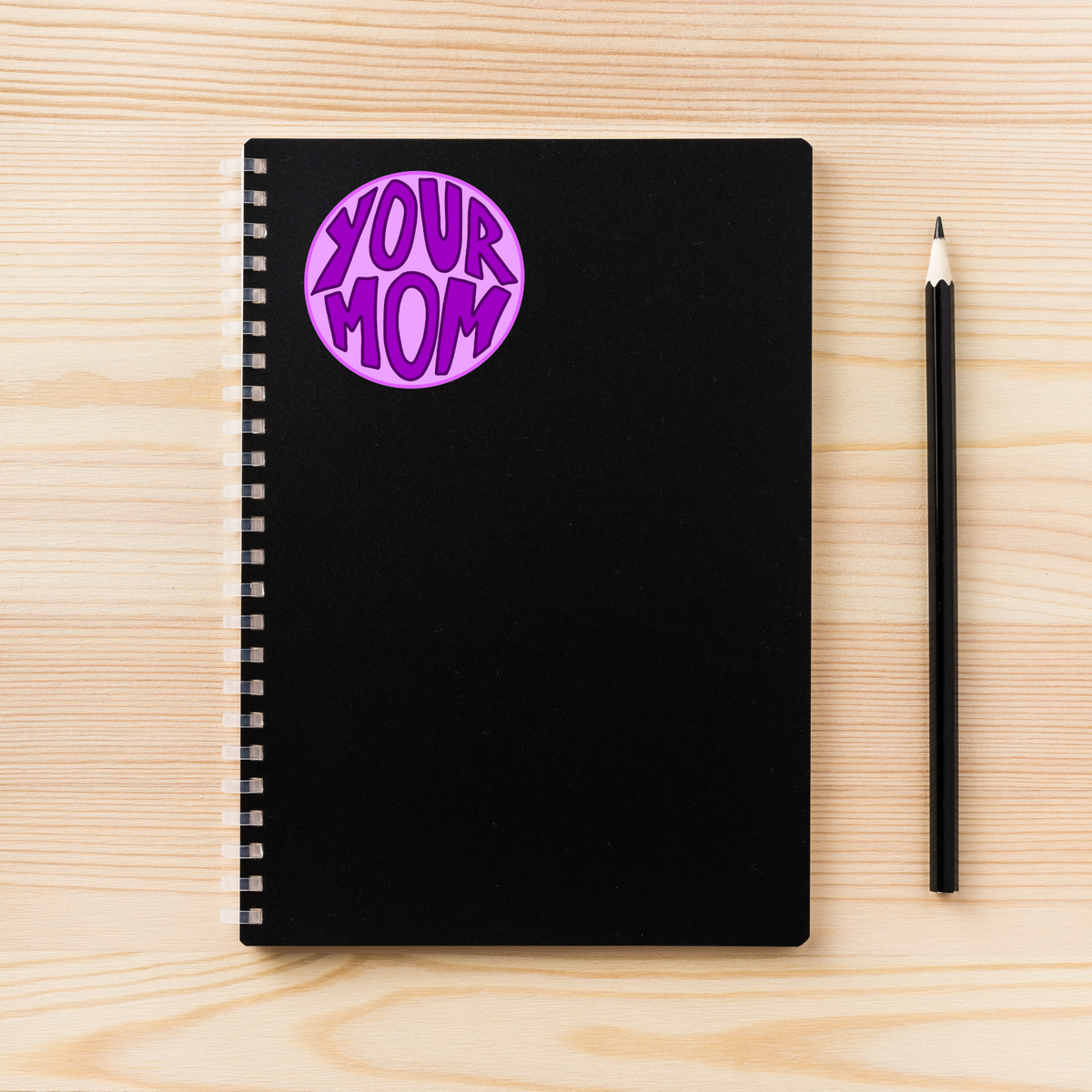 your mom sticker, funny purple circle decal, sarcastic humor sticker, meme vinyl sticker, sassy water-resistant laptop decal, joke bumper sticker, playful novelty sticker, waterproof hydroflask sticker, trendy sticker for teens and young adults, retro funny gift sticker, quirky vinyl decal, sarcastic car sticker, humor sticker for laptops, purple meme sticker