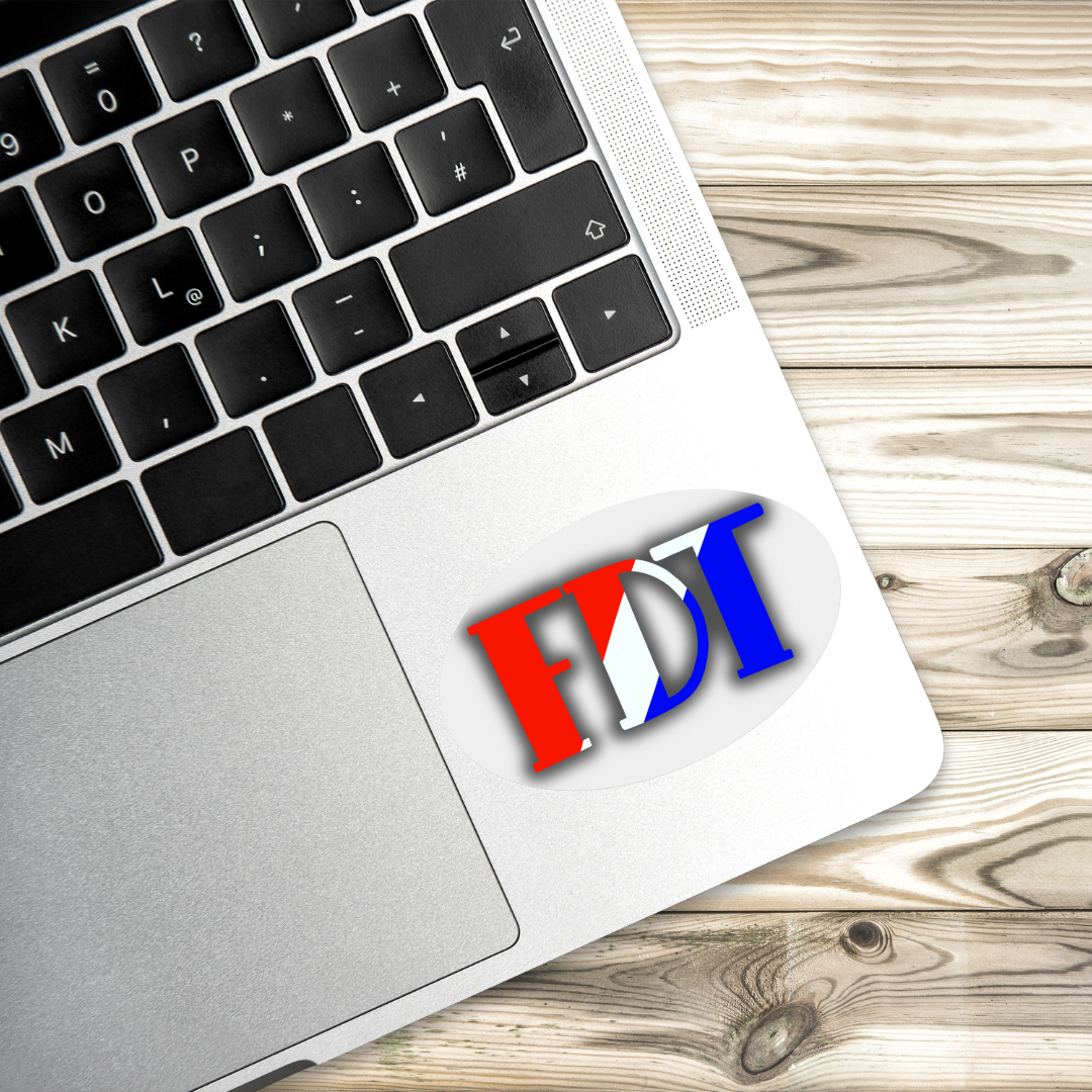 Anti-Trump sticker, political activism decal, protest sticker, progressive politics, FDT bumper sticker, American flag sticker, water-resistant vinyl decal, resist Trump, activism merch, impeach Trump, anti-MAGA, pro-democracy, liberal bumper sticker, election 2024, vote blue, protest art, political satire sticker.