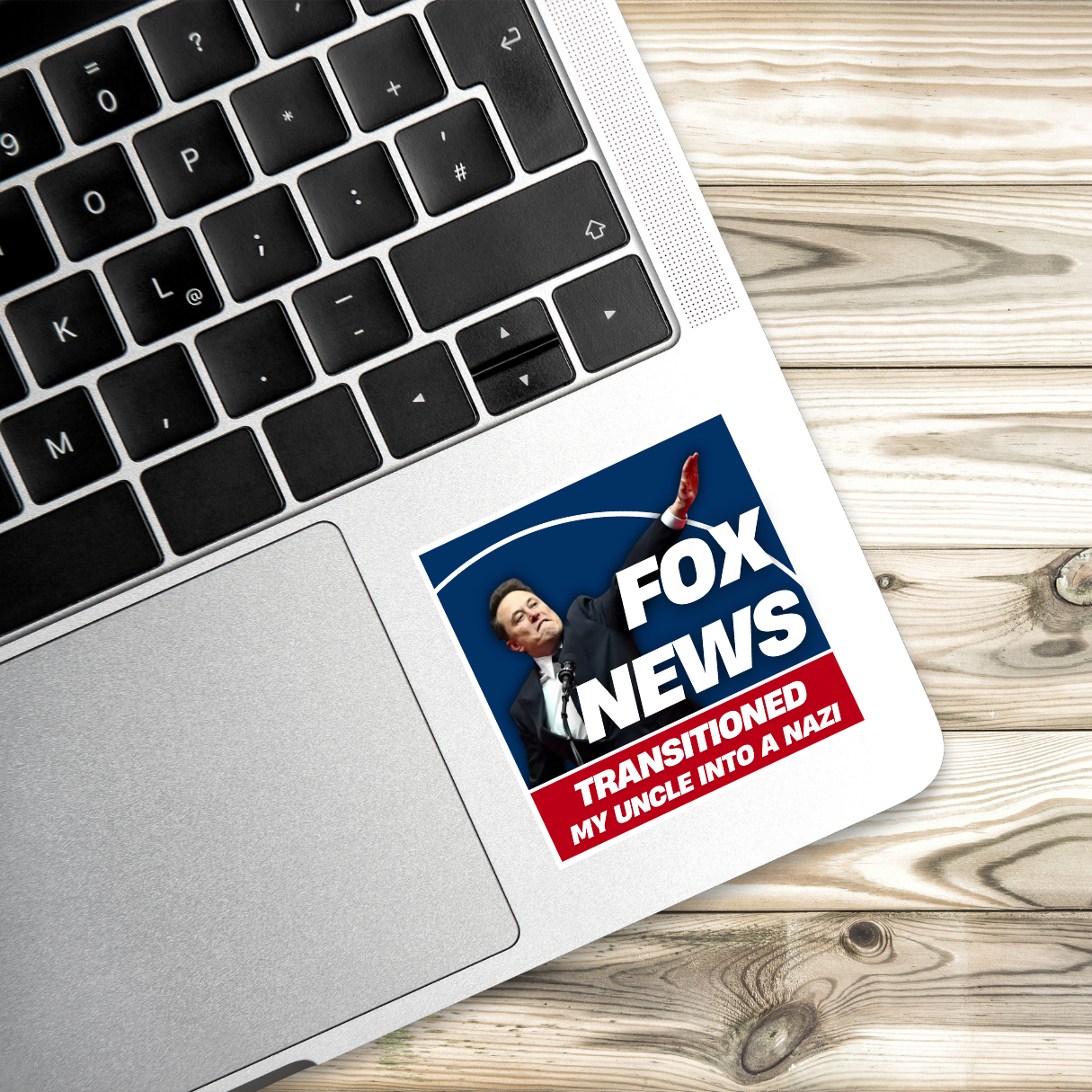 Political activism sticker, Elon Musk Salute, Roman Salute, Trump Sticker, anti-fascist sticker, media propaganda decal, Fox News criticism, resist misinformation sticker, protest bumper sticker, anti-extremism vinyl decal, truth over propaganda, progressive politics sticker, water-resistant activism sticker