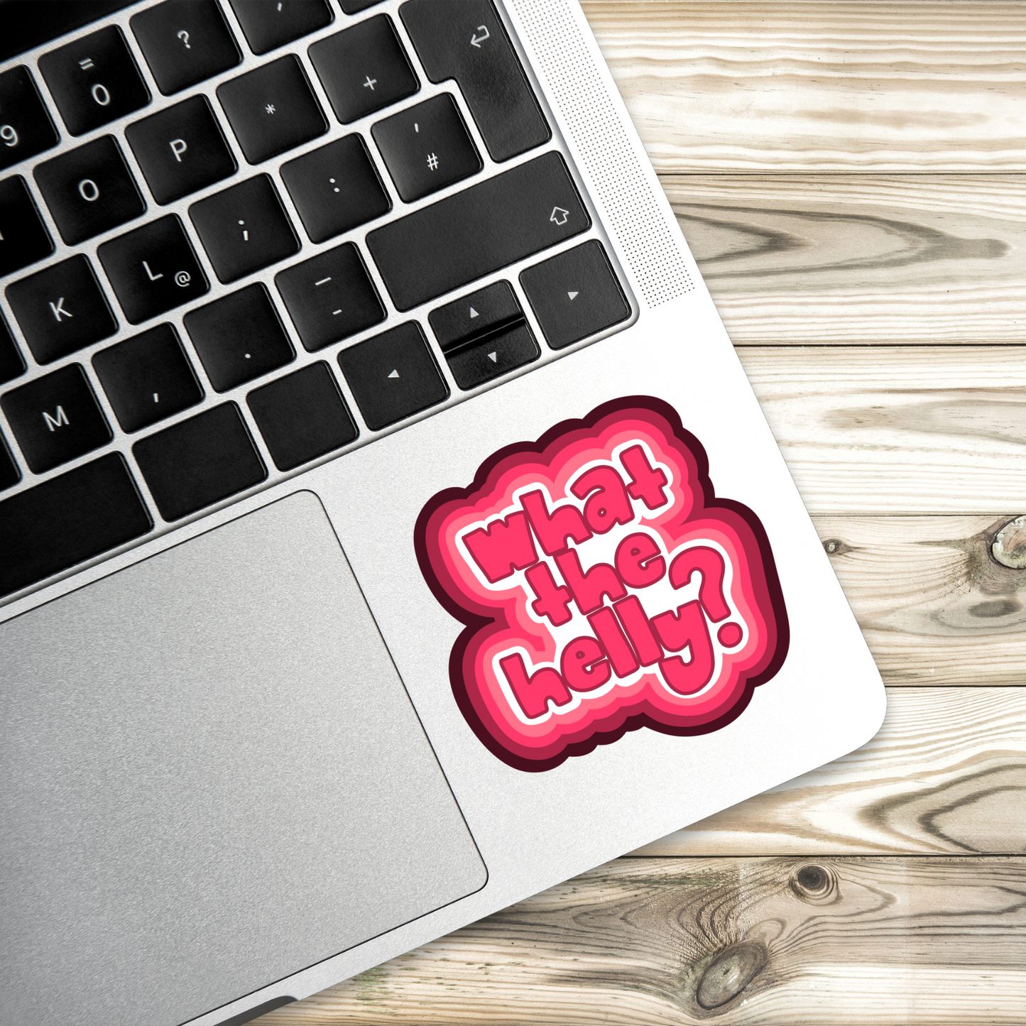 what the helly sticker, retro aesthetic sticker, pink vinyl decal, bubble font sticker, funny cute sticker, chaotic girl humor, water-resistant sticker, Gen Z stickers, girly sticker, emotional support sticker, trendy sticker, funny pink decal, relatable sticker, soft but unhinged energy