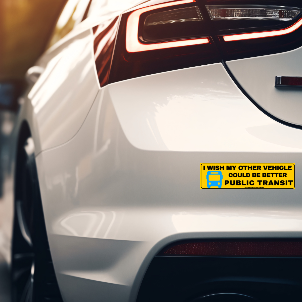 funny bumper sticker, public transit sticker, eco-friendly car decal, durable waterproof sticker, humor stickers for cars, environmental stickers, laptop stickers, funny car accessories, public transportation supporter gifts
