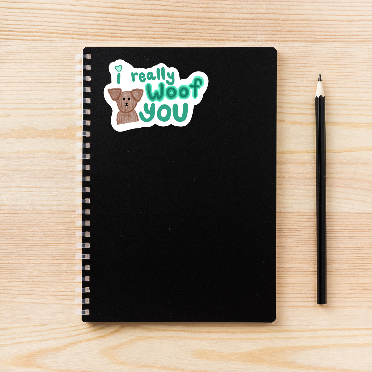 I really woof you sticker, cute dog lover decal, hand-drawn puppy sticker, water-resistant vinyl sticker, funny pet owner gift, dog lover laptop sticker, playful animal decal, quirky pet humor sticker, hydroflask dog sticker, dog mom gift, handmade dog sticker, adorable puppy decal, funny canine sticker, water bottle sticker for dog lovers
