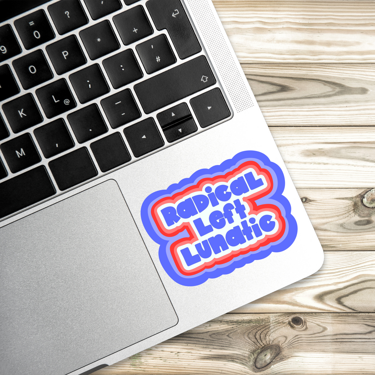 radical left sticker, progressive humor decal, ironic political sticker, red white and blue liberal sticker, funny activist sticker, water-resistant sticker, reclaim patriotism, leftist pride, hand-drawn political art, anti-right wing humor, America parody sticker, democratic socialist gift