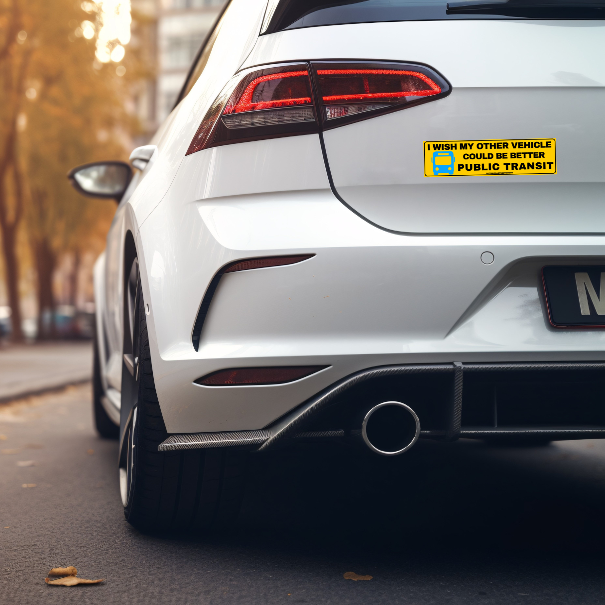funny bumper sticker, public transit sticker, eco-friendly car decal, durable waterproof sticker, humor stickers for cars, environmental stickers, laptop stickers, funny car accessories, public transportation supporter gifts