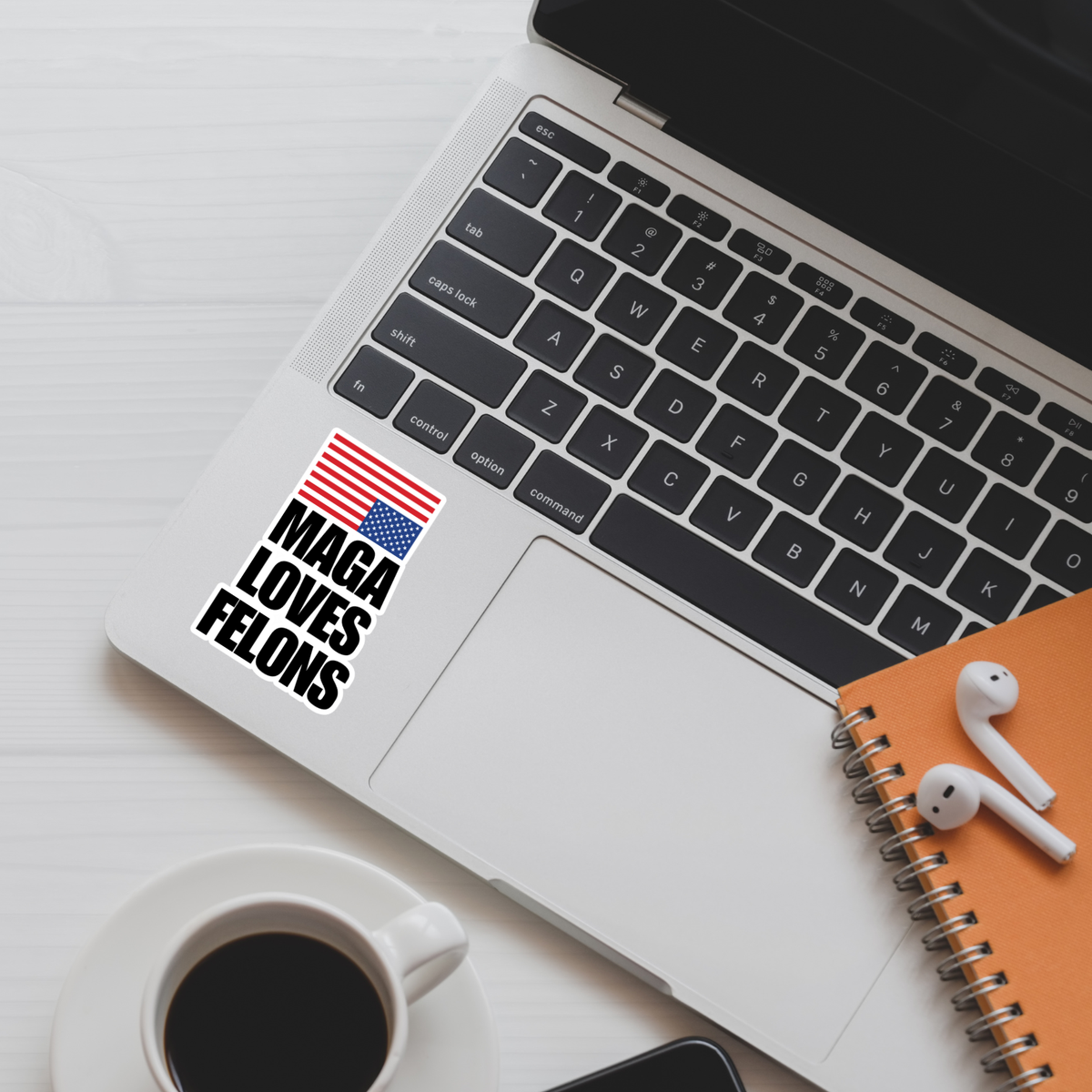 maga loves felons sticker, anti trump sticker, political parody decal, conservative hypocrisy sticker, political protest art, satirical maga sticker, resist sticker, leftist humor sticker, funny political merch, progressive politics sticker, accountability sticker, criminal justice satire, water-resistant vinyl decal, liberal gift idea, anti-corruption sticker, democracy matters sticker
