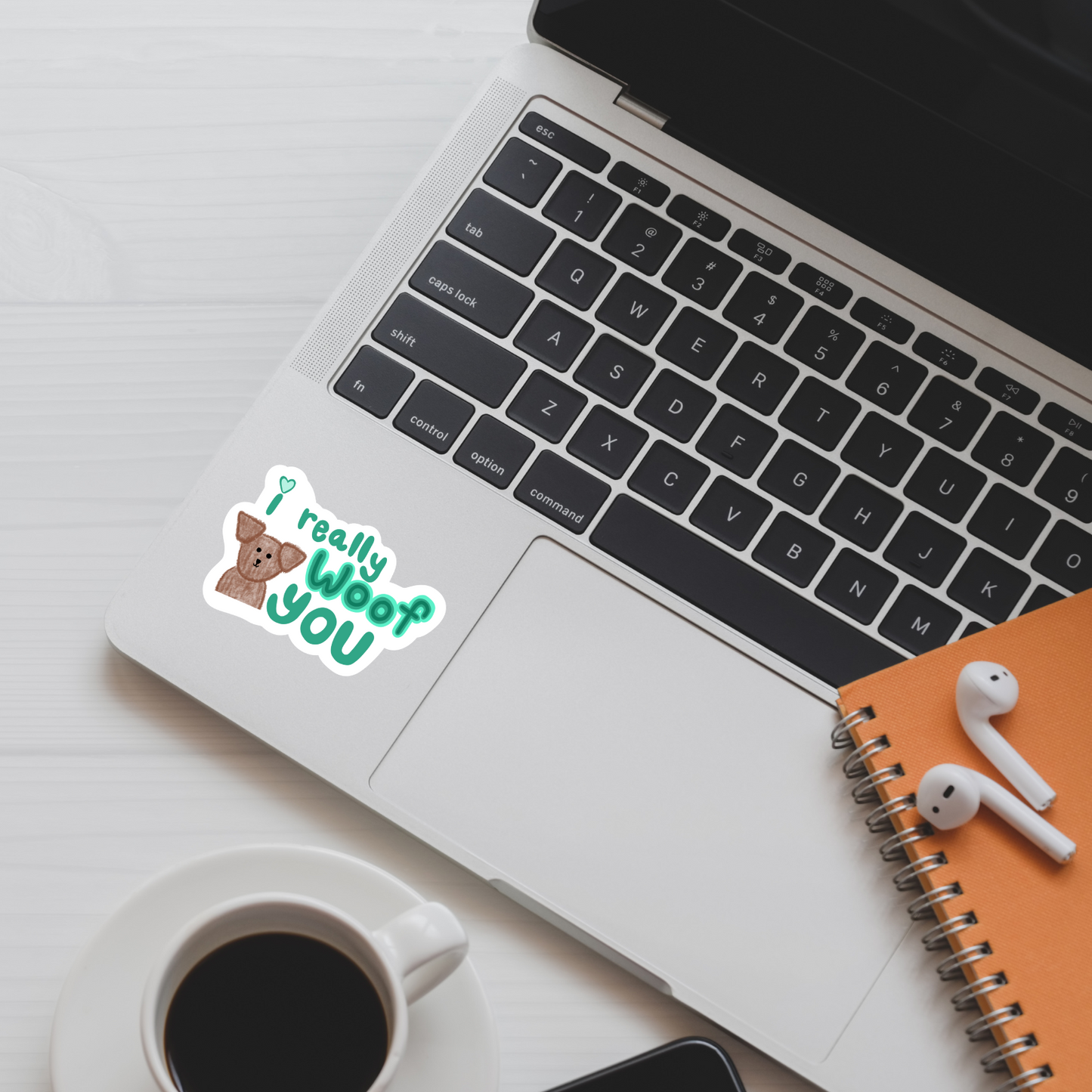 I really woof you sticker, cute dog lover decal, hand-drawn puppy sticker, water-resistant vinyl sticker, funny pet owner gift, dog lover laptop sticker, playful animal decal, quirky pet humor sticker, hydroflask dog sticker, dog mom gift, handmade dog sticker, adorable puppy decal, funny canine sticker, water bottle sticker for dog lovers
