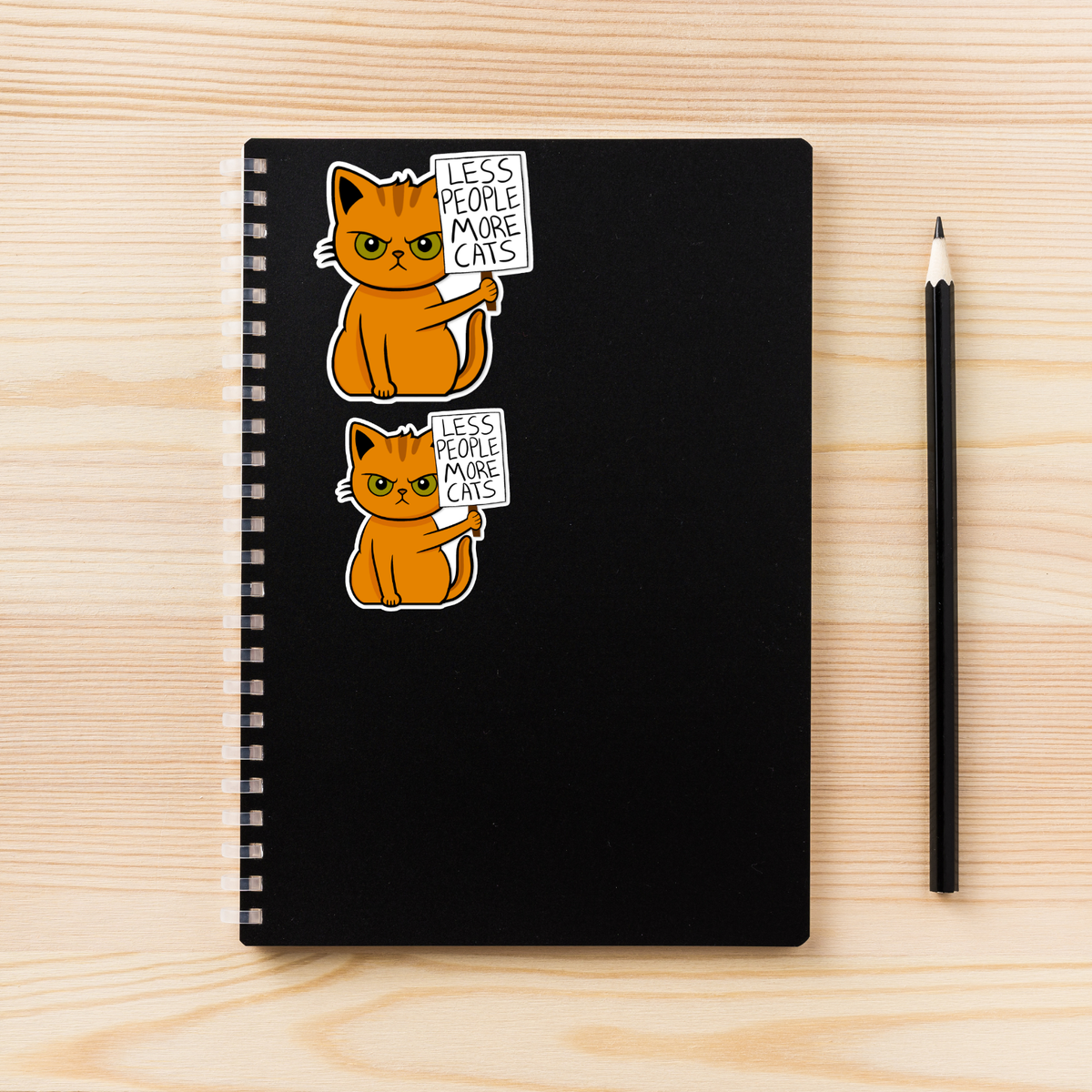 Protest Cat - Less People More Cats Sticker | Cat Protest Vinyl Sticker | Funny Animal Sticker | Water-Resistant | Cat Lover Gift