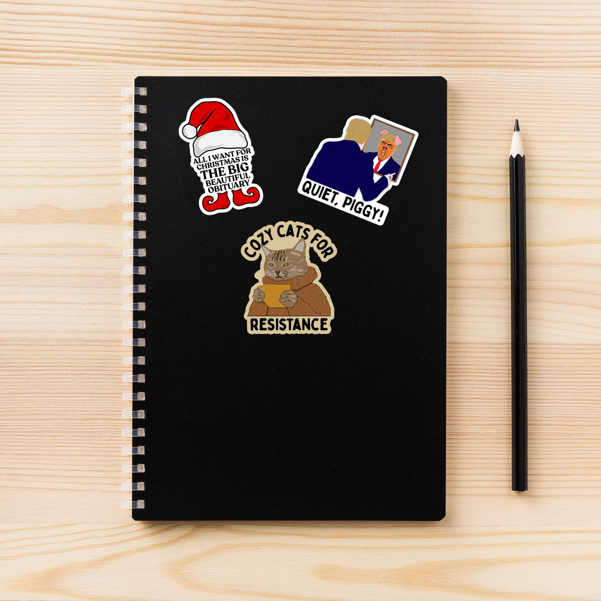 political sticker, protest art decal, leftist vinyl sticker, resistance merch, activist sticker pack, political humor sticker, anti authoritarian art, progressive vinyl decal, cozy resistance cat sticker, protest cat art, political christmas sticker, dark humor holiday decal, satire sticker, subversive art sticker, meme protest sticker, liberal gift idea, indie political art, resistance movement merch, political street art, social justice decal, modern protest art, progressive merchandise