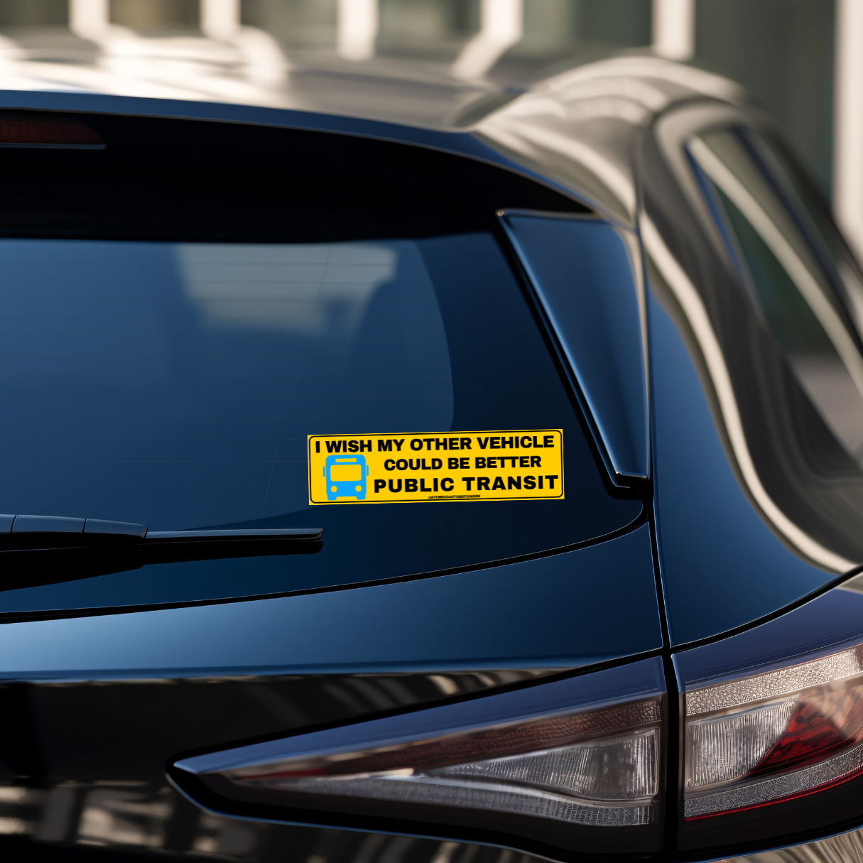 funny bumper sticker, public transit sticker, eco-friendly car decal, durable waterproof sticker, humor stickers for cars, environmental stickers, laptop stickers, funny car accessories, public transportation supporter gifts