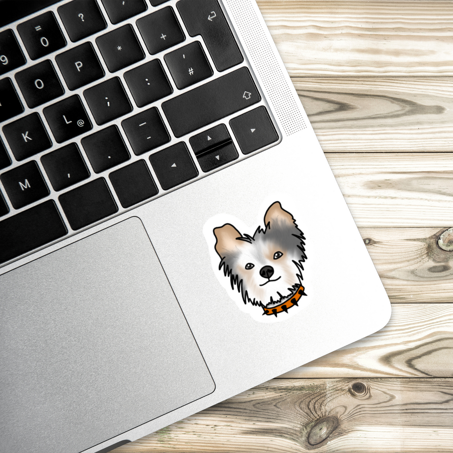 Yorkie with Orange Collar | Hand Drawn | Vinyl Sticker | Water Resistant Sticker | 2" x 3" | Novelty | Cute