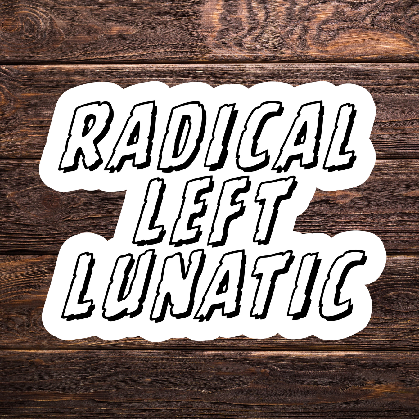 radical left sticker, progressive humor decal, ironic political sticker, red white and blue liberal sticker, funny activist sticker, water-resistant sticker, reclaim patriotism, leftist pride, hand-drawn political art, anti-right wing humor, America parody sticker, democratic socialist gift
