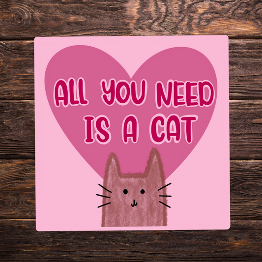 cat sticker, all you need is a cat, pet lover decal, cat mom sticker, cat dad sticker, cute cat vinyl decal, heart cat sticker, cat lover gift, kitty sticker, pet parent gift, cat adoption sticker, whiskers and heart sticker, aesthetic cat sticker, kitten sticker, water-resistant vinyl sticker, cat life sticker, rescue cat sticker, cute animal sticker