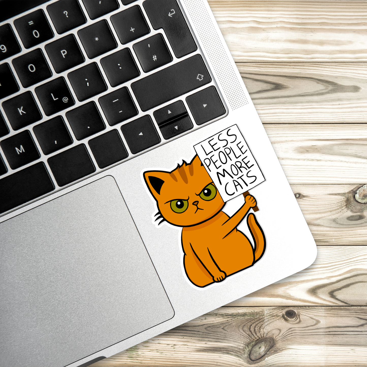 Protest Cat - Less People More Cats Sticker | Cat Protest Vinyl Sticker | Funny Animal Sticker | Water-Resistant | Cat Lover Gift