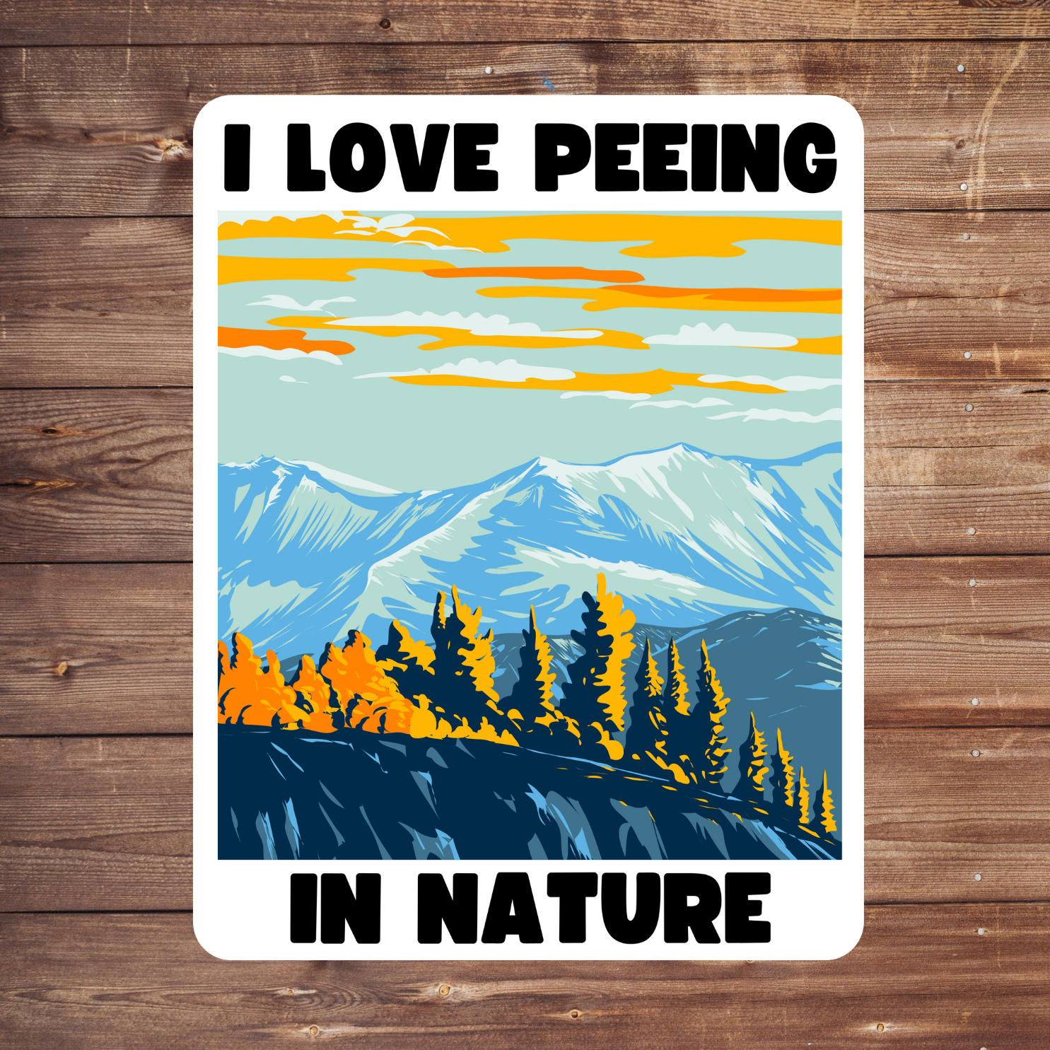 Nature lovers, hikers, campers, trail walkers, state park enthusiasts, and anyone who’s ever felt the joy of peeing in the great outdoors. Makes a funny and relatable gift for eco-minded friends, outdoor adventurers, or that one friend who always needs to “go” on a hike.

Outdoorsy sticker, funny camping sticker, hiking humor decal, national park lover, environmentalist gift, water bottle sticker, pee in the woods, pro-nature vinyl decal, wild woman sticker, trail life bumper sticker, outdoor adventurer, fo
