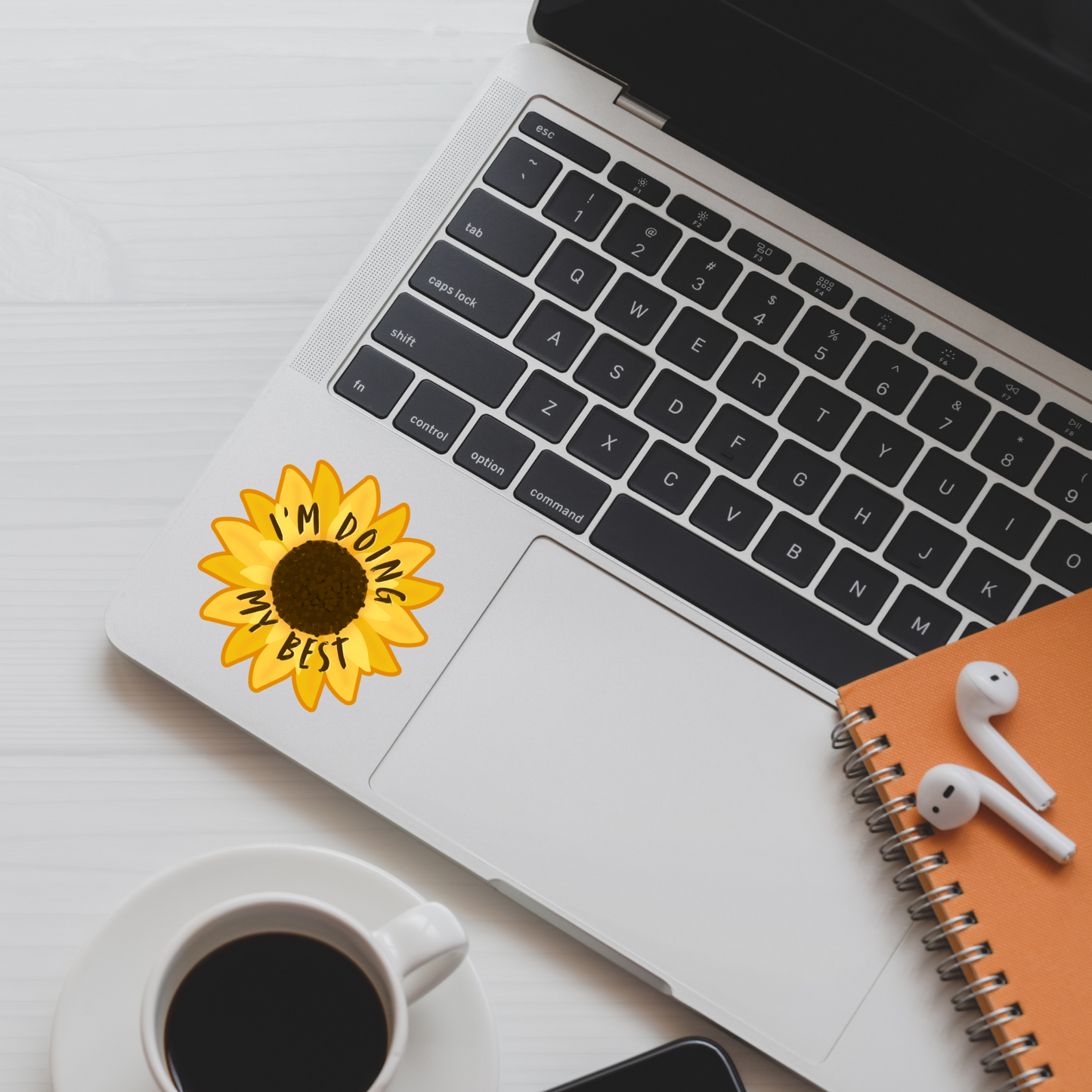 I'm Doing My Best Sticker | Sunflower Background Vinyl Sticker | Positive Affirmation Sticker | Water-Resistant | Mental Health Support