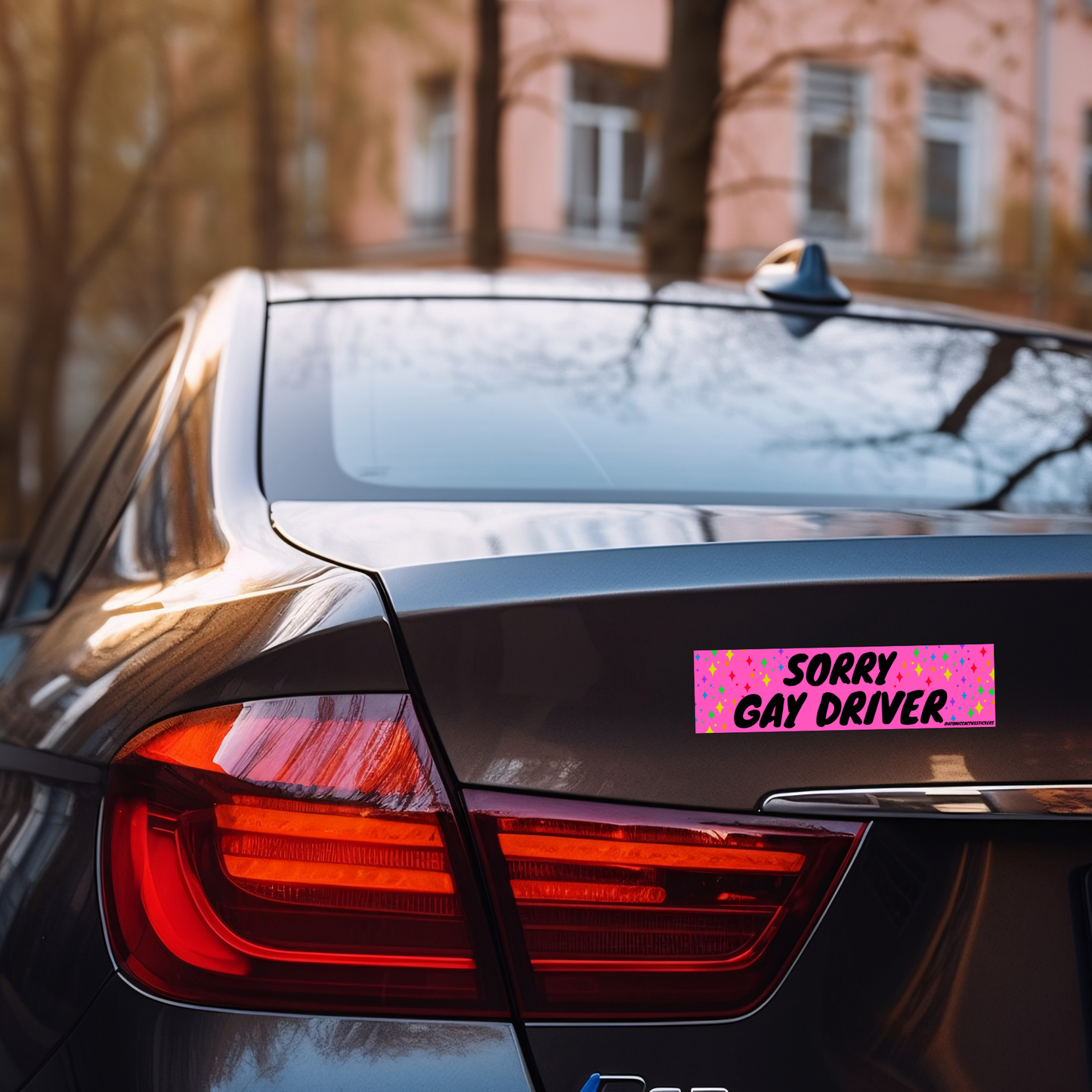 Sorry Gay Driver | Bumper Sticker | 8" X 2.20" | Water Resistant Premium Quality | Funny Meme Sticker