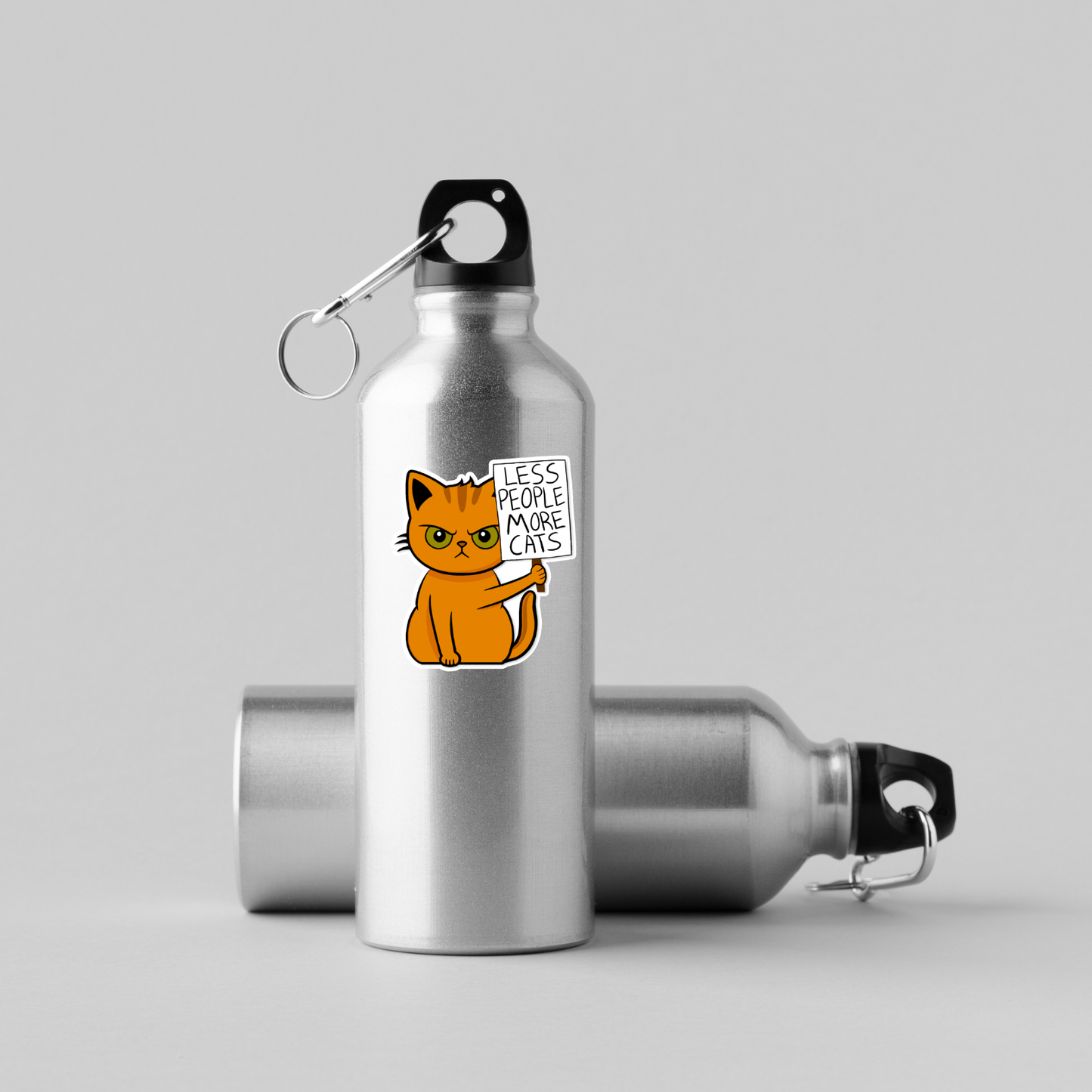 Protest Cat - Less People More Cats Sticker | Cat Protest Vinyl Sticker | Funny Animal Sticker | Water-Resistant | Cat Lover Gift