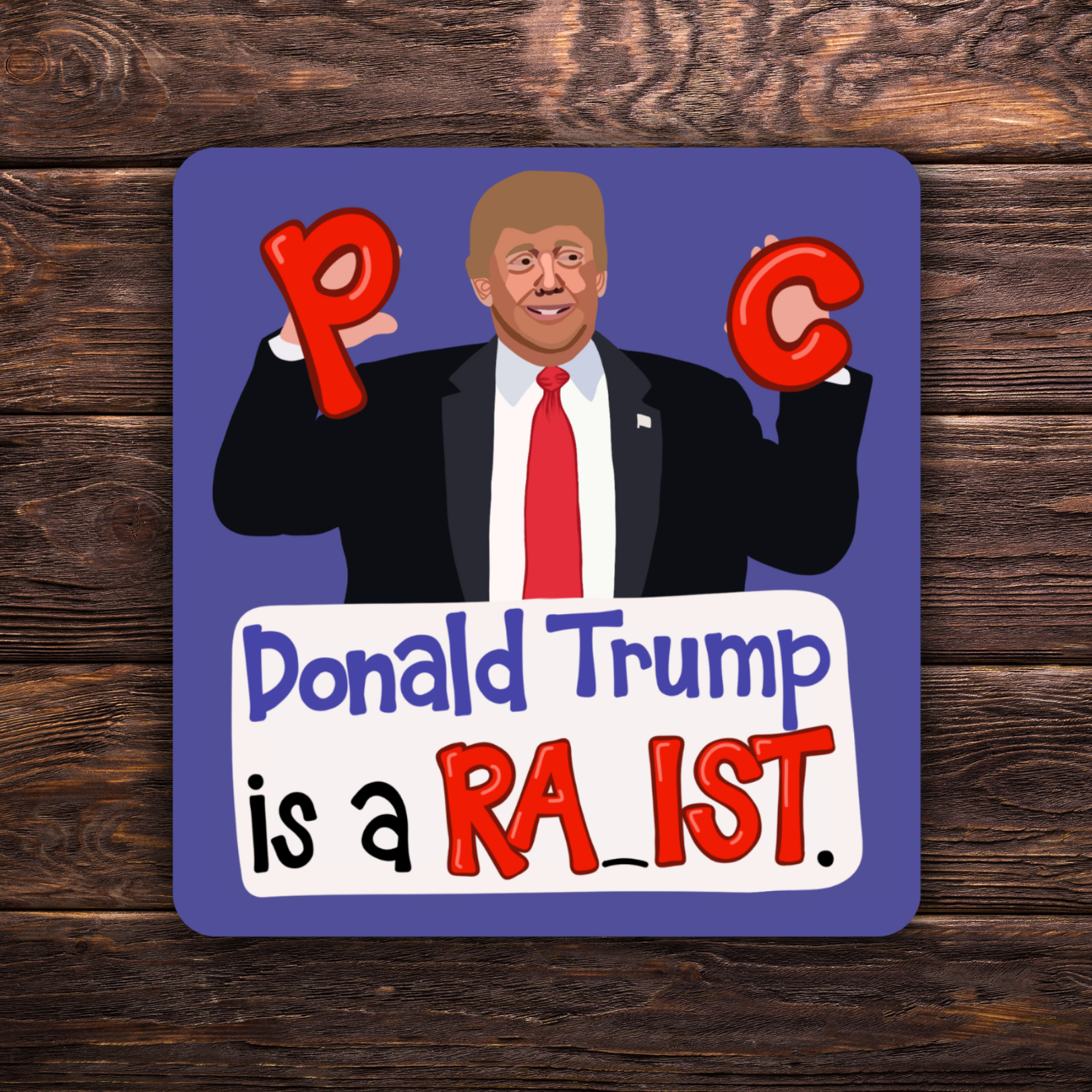 anti-Trump sticker, political satire sticker, Trump protest art, CP racist sticker, bold political decal, progressive sticker, political activism, resist Trump, anti-racism sticker, leftist sticker, protest vinyl decal, laptop sticker, political humor sticker, water-resistant decal, woke sticker, anti-hate sticker, defund hate, Trump commentary sticker, political meme sticker