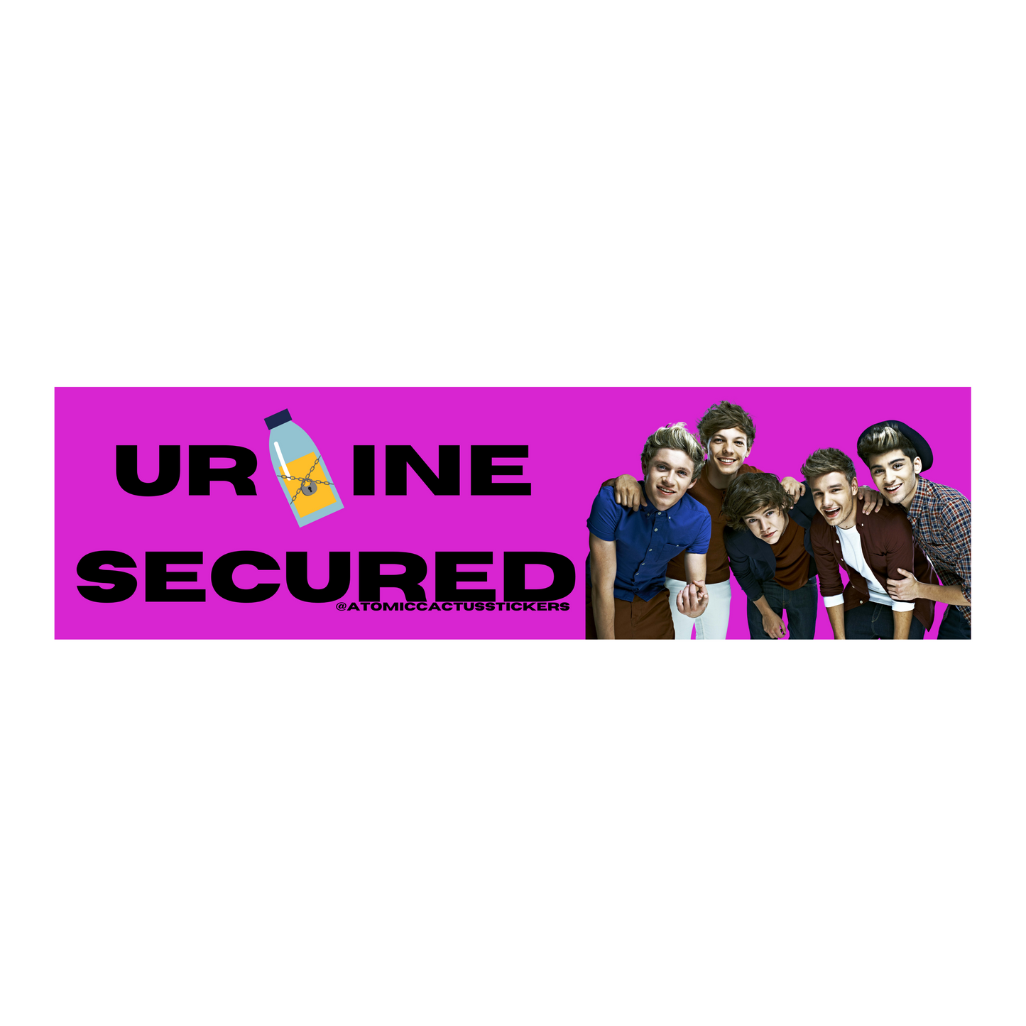 Urine Secured | Bumper Sticker | 8" X 2.20" | Water Resistant Premium Quality | Funny Meme Sticker