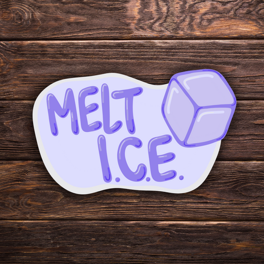 Melt ICE sticker, abolish ICE, anti-ICE decal, political activism sticker, immigrant rights sticker, protest vinyl decal, immigration justice, activist sticker, progressive sticker, anti-deportation, resistance art, leftist sticker, water bottle sticker, laptop decal, handmade sticker, statement sticker