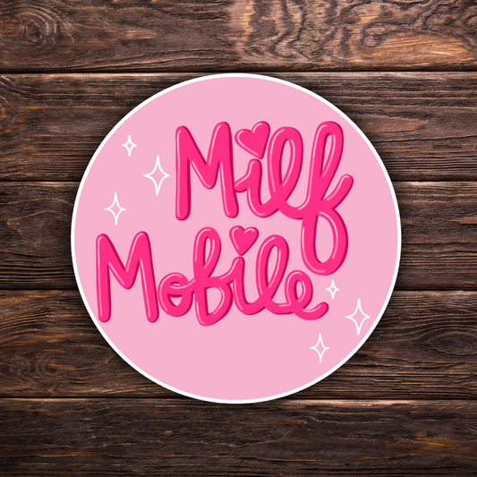 MILF sticker, Barbie font sticker, funny feminist decal, MILF mobile, bright pink sticker, car humor sticker, Barbiecore aesthetic, sassy vinyl decal, bold car sticker, girly funny sticker, feminist gift, laptop decal, hot mom sticker, mom car sticker, aesthetic vinyl sticker, water-resistant sticker, cheeky bumper sticker, pink aesthetic sticker
